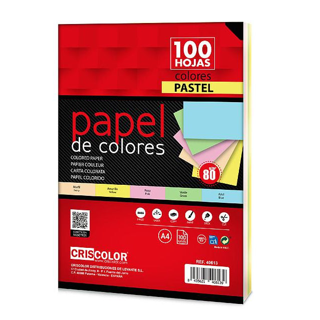 PAQUETE 100 HOJAS A4 COLOR PASTEL